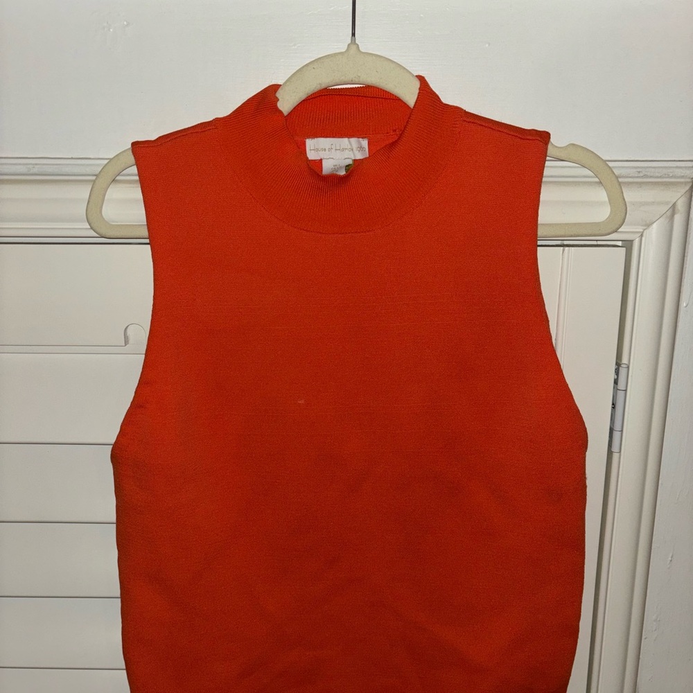 House of Harlow 1960 Orange Red Fitted Sleeveless Tank Top